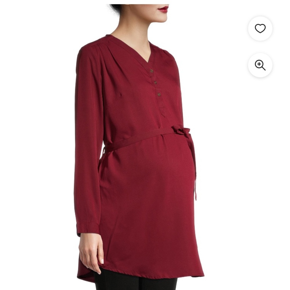 Maternity V- Neck  Tunic with Tie Belt